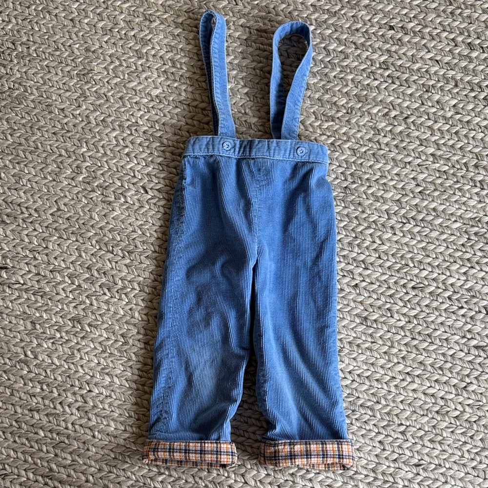 Blue Corduroy Suspenders Pants for Kids